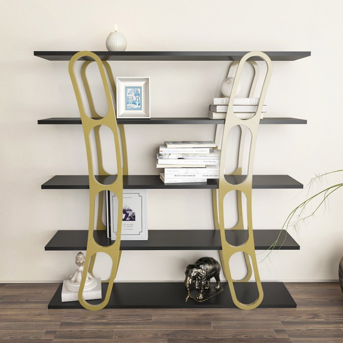 Hanah Home Estantería Adar Negro y Dorado Hanah Home Estantería Adar Negro y Dorado